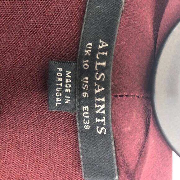 AllSaints Lani Dress Rust Maroon Maxi Faux Wrap 6 - Picture 4 of 15